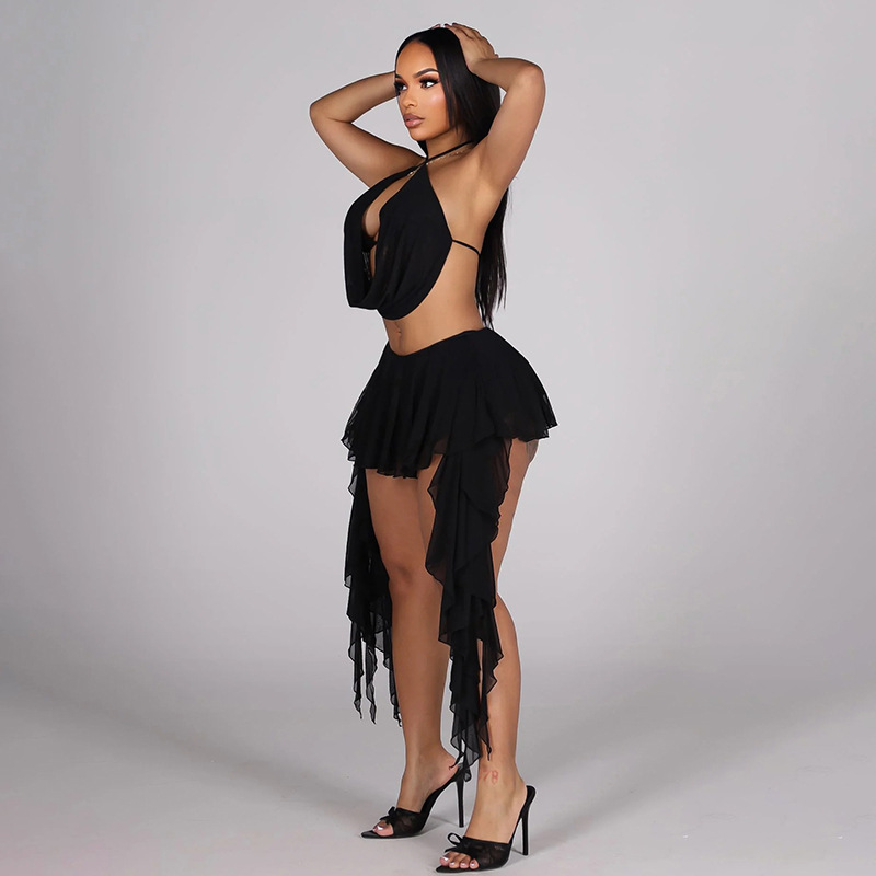 Women Sexy Solid Mesh 2 Piece  - Cami Top Lace ulasan dan harga