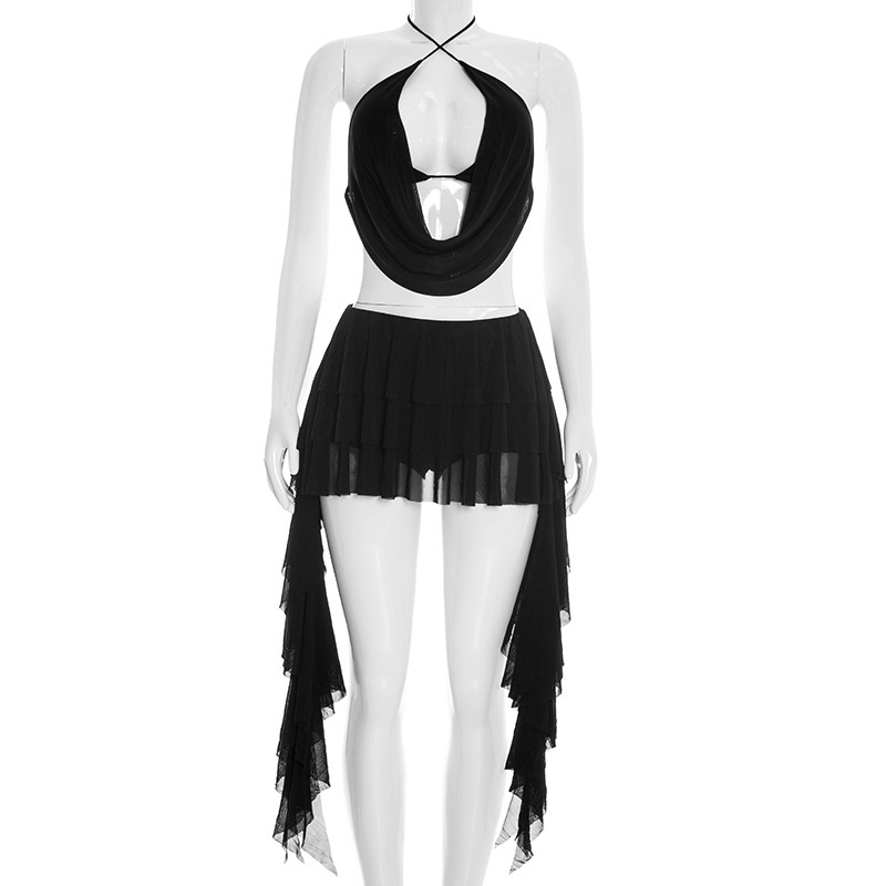 Women Sexy Solid Mesh 2 Piece  - Cami Top Lace ulasan dan harga