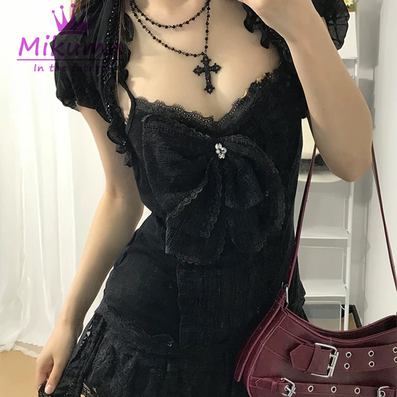 Mikumn Gothic Lolita Black Lac - Cami Top Lace ulasan dan harga