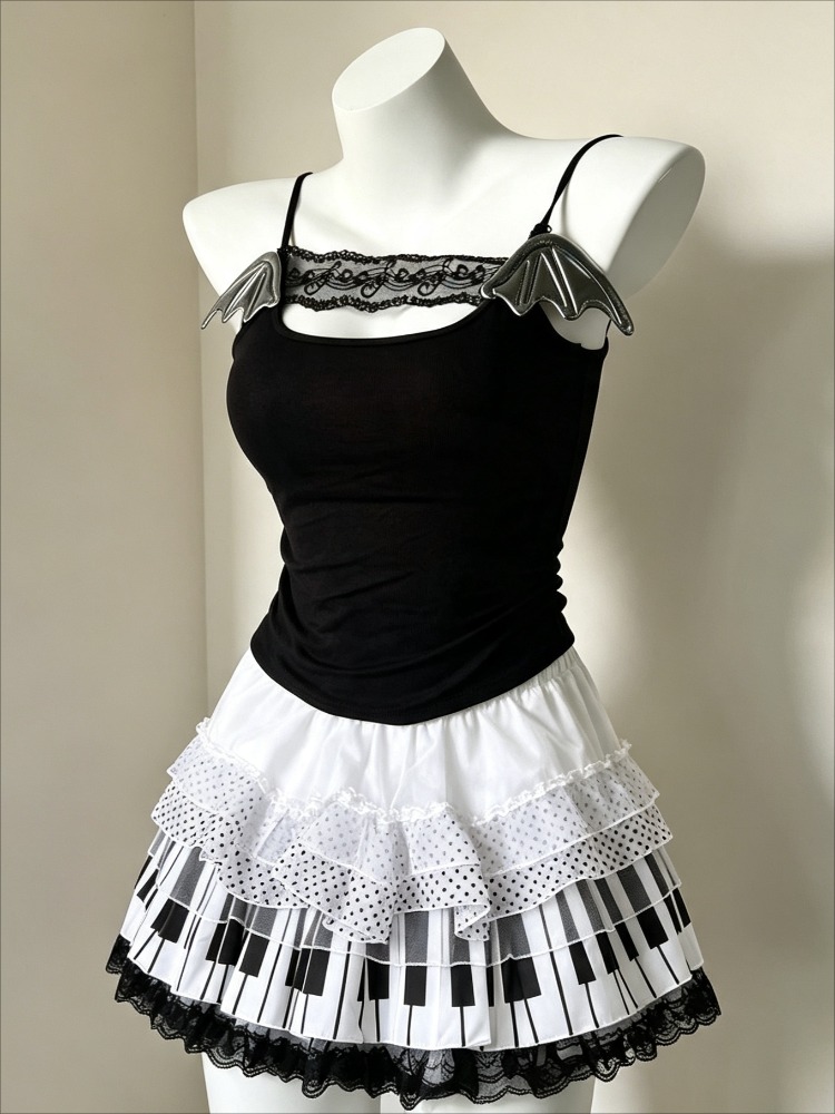 Retro 2000s Harajuku Two Piece - Cami Top Lace ulasan dan harga
