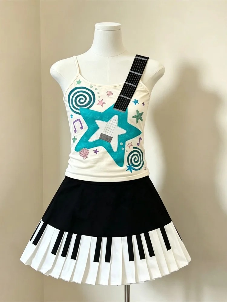 Retro 2000s Harajuku Two Piece - Cami Top Lace ulasan dan harga